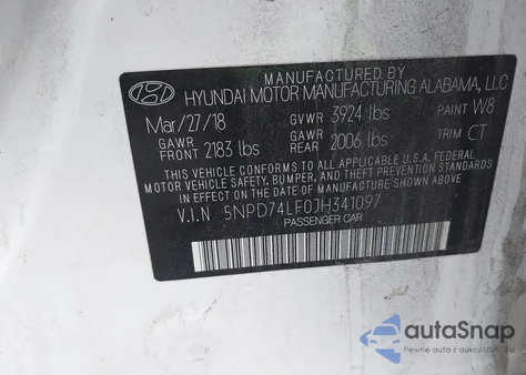 2018 Hyundai Elantra Se from USA, damaged, VIN 5NPD74LF0JH341097